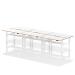 Air Back-to-Back Oslo 1600 x 800mm Height Adjustable B2B 6 Person Bench Desk White Top Natural Wood Edge White Frame HA03056