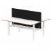 Air Back-to-Back Oslo 1600 x 800mm Height Adjustable B2B 2 Person Office Bench Desk White Top Natural Wood Edge White Frame with Black Straight Screen HA03057