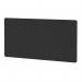 The picture shows a black fabric Dynamic Screen Systems Air Screen for a back-to-back desk measuring 1800 x 800mm. The screen is in a dynamic position, appearing flexible and lightweight. It is mounted on the desk and extends vertically, creating a sense of privacy and organization in the workspace.