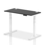 Air 1200 x 600mm Height Adjustable Office Desk Black Top Cable Ports White Leg HA03155