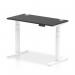 Air 1200 x 600mm Height Adjustable Office Desk Black Top Cable Ports White Leg HA03155