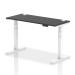 Air 1400 x 600mm Height Adjustable Office Desk Black Top Cable Ports White Leg HA03158