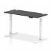 Air 1400 x 600mm Height Adjustable Office Desk Black Top Cable Ports White Leg HA03158