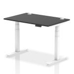 Air 1200 x 800mm Height Adjustable Office Desk Black Top Cable Ports White Leg HA03167