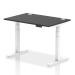 Air 1200 x 800mm Height Adjustable Office Desk Black Top Cable Ports White Leg HA03167