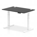 Air 1200 x 800mm Height Adjustable Office Desk Black Top Cable Ports White Leg HA03167