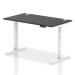 Air 1400 x 800mm Height Adjustable Office Desk Black Top Cable Ports White Leg HA03170