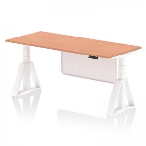 Air Modesty 1800 x 800mm Height Adjustable Office Desk Beech Top White