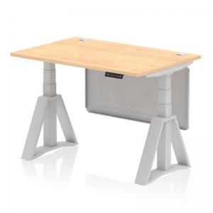 Air Modesty 1200 x 800mm Height Adjustable Office Desk Maple Top Cable