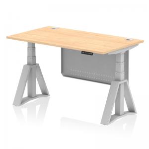 Air Modesty 1400 x 800mm Height Adjustable Office Desk Maple Top Cable