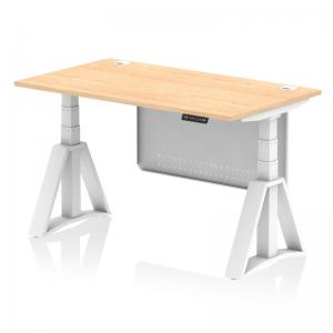 Air Modesty 1400 x 800mm Height Adjustable Office Desk Maple Top Cable