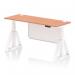 This desk is a sleek and functional addition to any office space. The beech top and white steel legs create a modern aesthetic, while the adjustable height feature allows for comfortable sitting and standing positions. The steel modesty panel and cable ports add to the desks clean and organized appearance. Perfect for a dynamic and productive work environment.