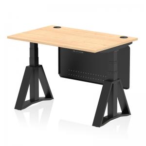 Air Modesty 1200 x 800mm Height Adjustable Office Desk Maple Top Cable