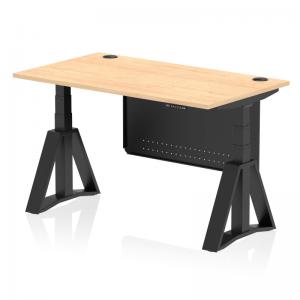 Air Modesty 1400 x 800mm Height Adjustable Office Desk Maple Top Cable