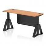The dynamic sit stand and height adjustable desks have a stylish oak top and black steel modesty panel, providing a modern and functional workspace. The cable ports and piste foot add convenience and stability to this 1600 x 600mm desk.