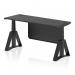 This should

The dynamic sit-stand and height adjustable desks are a modern and stylish addition to any office space. The desk features a sleek black top with cable ports, supported by black legs and a black steel modesty panel. The piste foot adds a touch of elegance to the desk, making it not just functional but also visually appealing. With a size of 1600 x 600mm, this desk offers plenty of workspace for any task. Its height adjustability allows for easy customization to suit any users needs.
