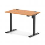Air Lite 1000 x 600mm Height Adjustable Office Desk Beech Top Cable Ports Black Leg HA03831