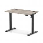 Air Lite 1000 x 600mm Height Adjustable Office Desk Grey Oak Top Cable Ports Black Leg HA03833