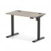 Air Lite 1000 x 600mm Height Adjustable Office Desk Grey Oak Top Cable Ports Black Leg HA03833
