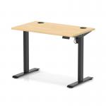 Air Lite 1000 x 600mm Height Adjustable Office Desk Maple Top Cable Ports Black Leg HA03834