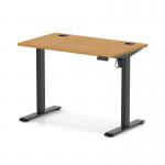 Air Lite 1000 x 600mm Height Adjustable Office Desk Oak Top Cable Ports Black Leg HA03835