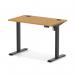 Air Lite 1000 x 600mm Height Adjustable Office Desk Oak Top Cable Ports Black Leg HA03835