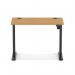 Air Lite 1000 x 600mm Height Adjustable Office Desk Oak Top Cable Ports Black Leg HA03835