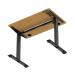 Air Lite 1000 x 600mm Height Adjustable Office Desk Oak Top Cable Ports Black Leg HA03835