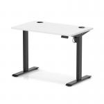 Air Lite 1000 x 600mm Height Adjustable Office Desk White Top Cable Ports Black Leg HA03836