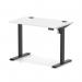 Air Lite 1000 x 600mm Height Adjustable Office Desk White Top Cable Ports Black Leg HA03836