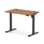 Air Lite 1000 x 600mm Height Adjustable Office Desk Walnut Top Cable Ports Black Leg HA03837