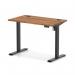 Air Lite 1000 x 600mm Height Adjustable Office Desk Walnut Top Cable Ports Black Leg HA03837