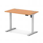 Air Lite 1000 x 600mm Height Adjustable Office Desk Beech Top Cable Ports Silver Leg HA03838