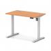 Air Lite 1000 x 600mm Height Adjustable Office Desk Beech Top Cable Ports Silver Leg HA03838