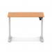 Air Lite 1000 x 600mm Height Adjustable Office Desk Beech Top Cable Ports Silver Leg HA03838
