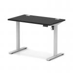 Air Lite 1000 x 600mm Height Adjustable Office Desk Black Top Cable Ports Silver Leg HA03839