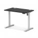 Air Lite 1000 x 600mm Height Adjustable Office Desk Black Top Cable Ports Silver Leg HA03839