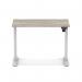 Air Lite 1000 x 600mm Height Adjustable Office Desk Grey Oak Top Cable Ports Silver Leg HA03840