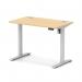 Air Lite 1000 x 600mm Height Adjustable Office Desk Maple Top Cable Ports Silver Leg HA03841