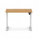 Air Lite 1000 x 600mm Height Adjustable Office Desk Oak Top Cable Ports Silver Leg HA03842