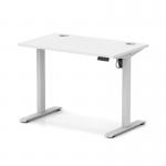 Air Lite 1000 x 600mm Height Adjustable Office Desk White Top Cable Ports Silver Leg HA03843