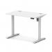 Air Lite 1000 x 600mm Height Adjustable Office Desk White Top Cable Ports Silver Leg HA03843