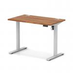 Air Lite 1000 x 600mm Height Adjustable Office Desk Walnut Top Cable Ports Silver Leg HA03844