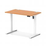 Air Lite 1000 x 600mm Height Adjustable Office Desk Beech Top Cable Ports White Leg HA03845