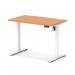 Air Lite 1000 x 600mm Height Adjustable Office Desk Beech Top Cable Ports White Leg HA03845