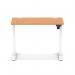 Air Lite 1000 x 600mm Height Adjustable Office Desk Beech Top Cable Ports White Leg HA03845