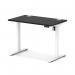 Air Lite 1000 x 600mm Height Adjustable Office Desk Black Top Cable Ports White Leg HA03846