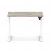 Air Lite 1000 x 600mm Height Adjustable Office Desk Grey Oak Top Cable Ports White Leg HA03847