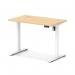 Air Lite 1000 x 600mm Height Adjustable Office Desk Maple Top Cable Ports White Leg HA03848