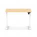 Air Lite 1000 x 600mm Height Adjustable Office Desk Maple Top Cable Ports White Leg HA03848